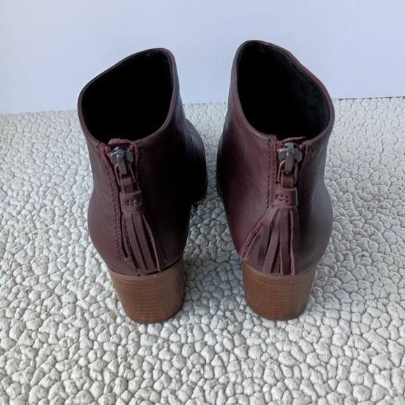 Toms Womens Boot Leila Back Zipper Ankle Bootie Size 7 Oxblood Leather Shoe-Boot - Picture 5 of 7